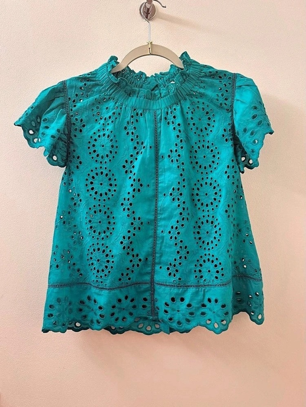 Teal Eyelet Blouse - Like New